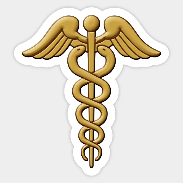 Golden Double Snake Caduceus Sticker by sifis